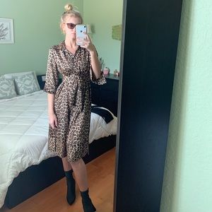 Cheetah silk like dress Zara